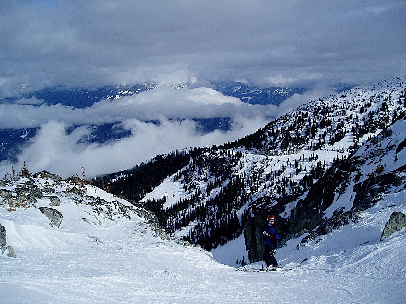 Ingrid at the top of Pakalolo (Blackcomb)