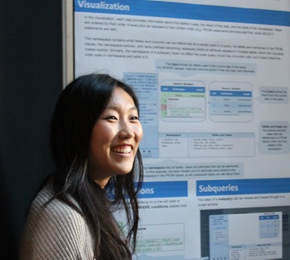 Student presenting at Undergraduate Research Showcase