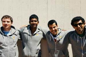 Pargles Wenz Dall'Oglio (computer science), Jimoh Ovbiagele (computer science), Andrew Arruda (University of Saskatchewan law graduate) and Akash Venkat (iSchool).