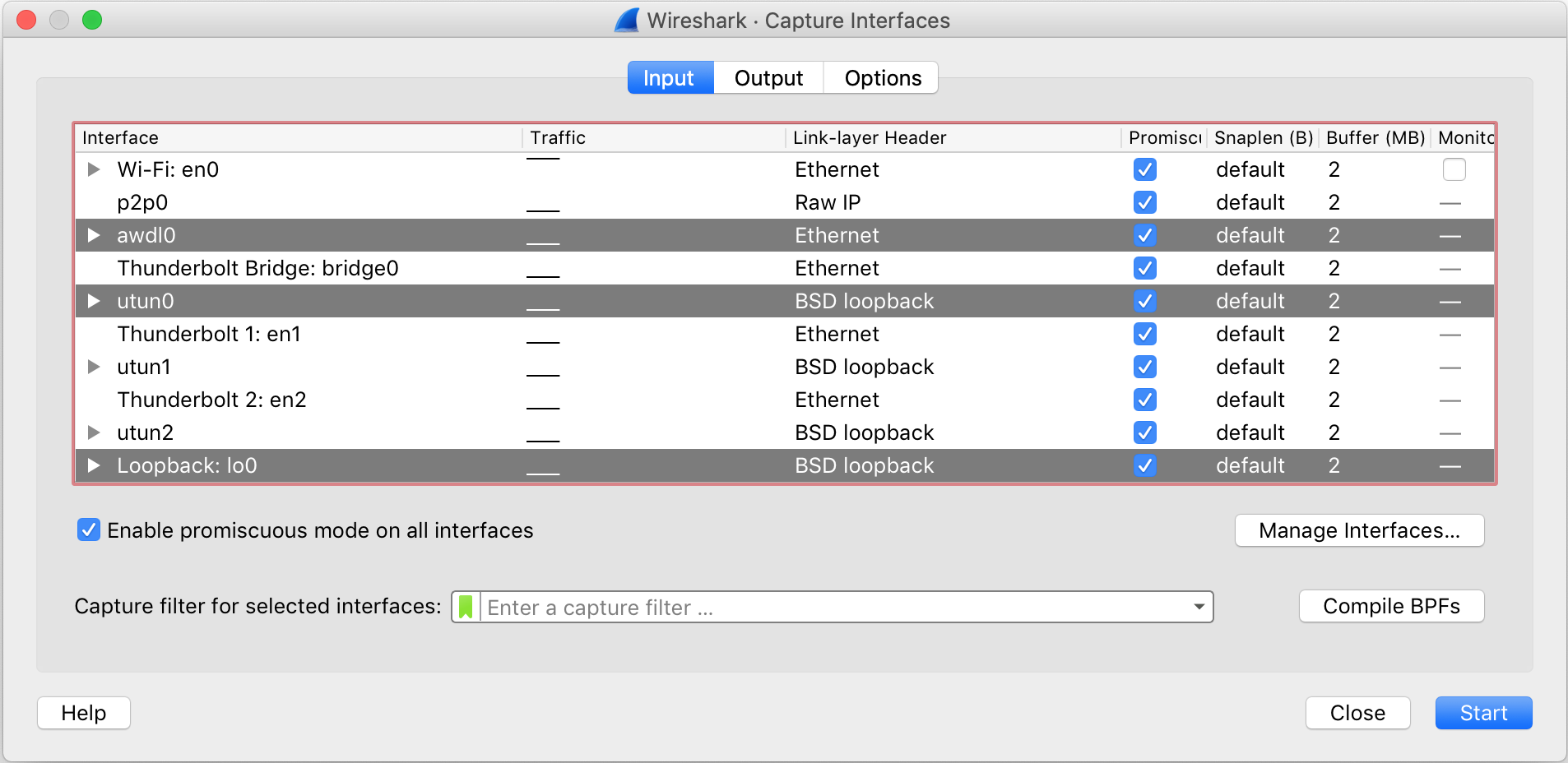 Wireshark Capture Settings