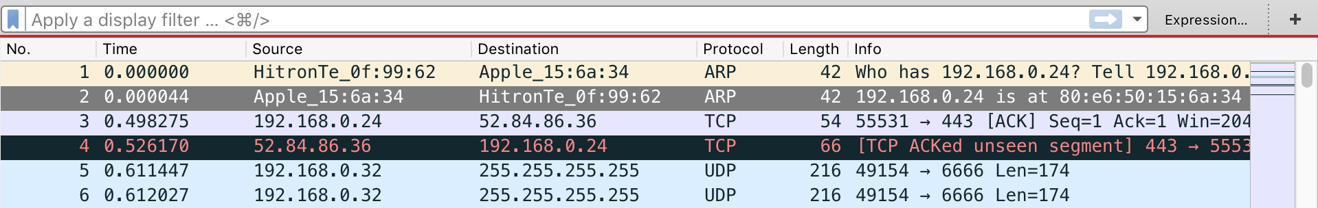 Wireshark Capture Page