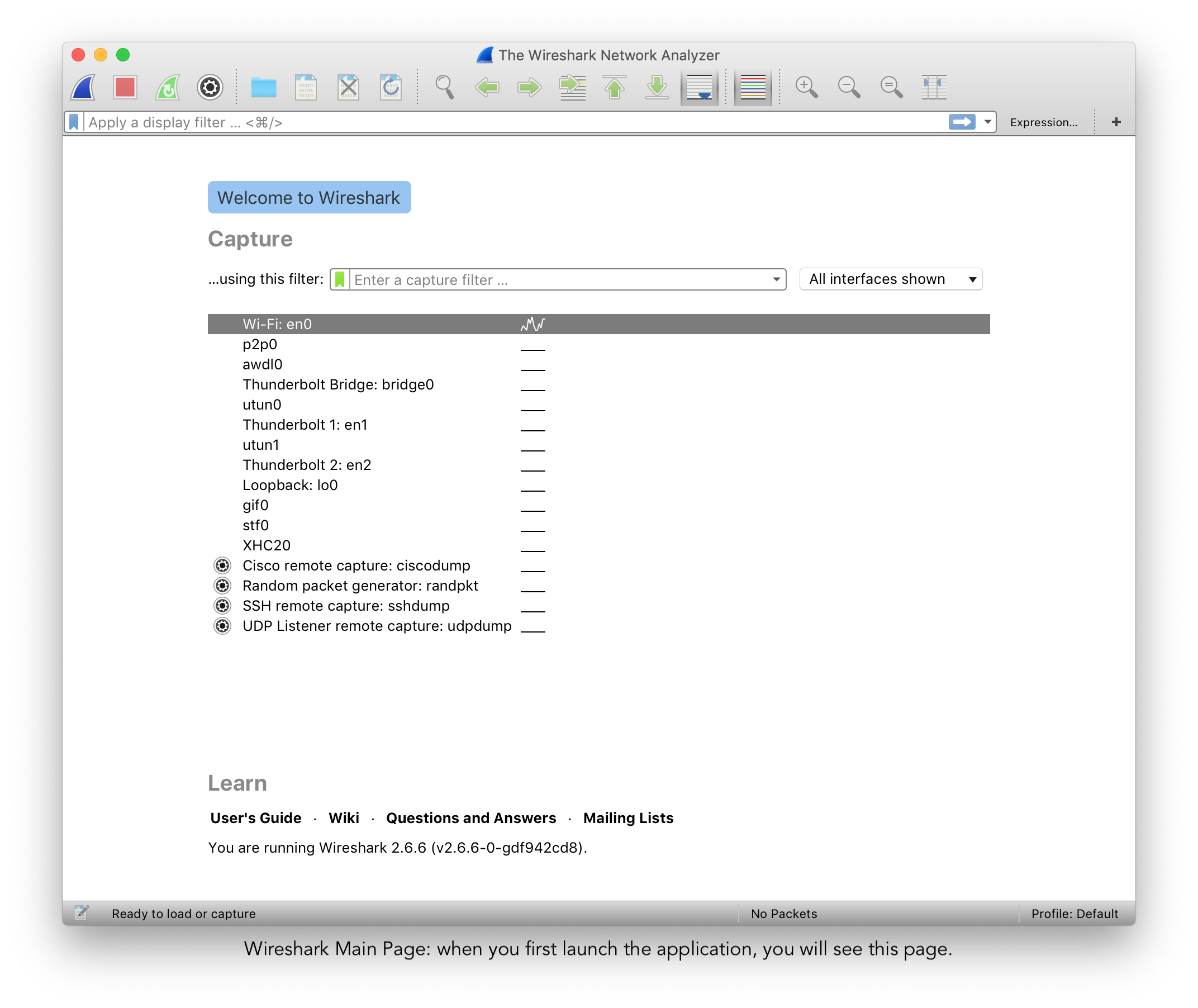 Wireshark Main Page