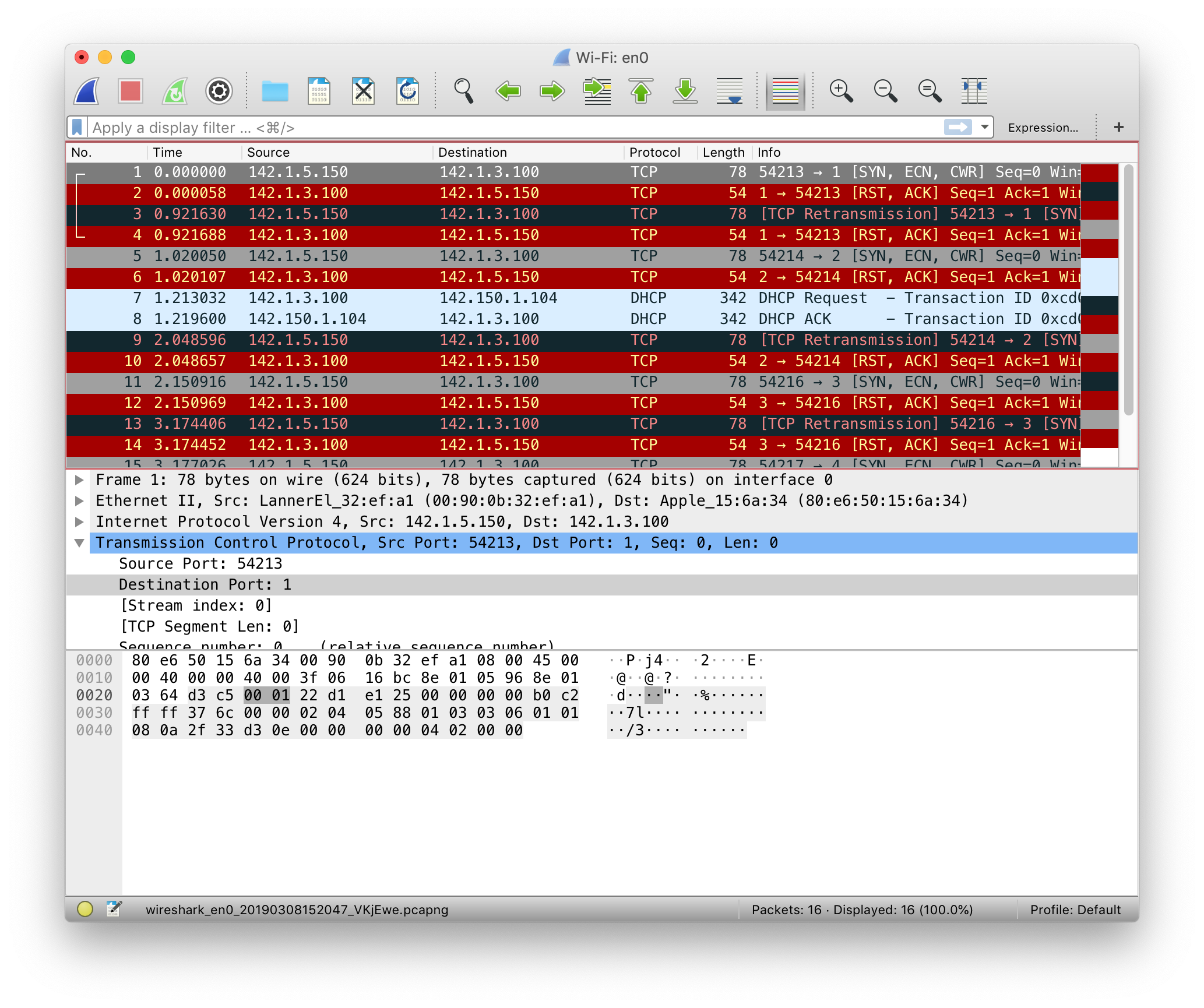 Wireshark Packet Drops