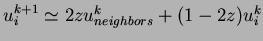 $ u^{k+1}_i \simeq 2z u^k_{neighbors} + (1-2z) u^k_{i}$