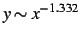 $y
\sim x^{-1.332}$