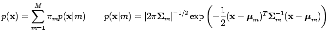 [p(x) = Gaussian mixture with M components]