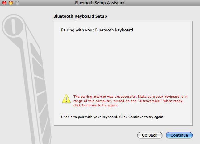 Unable to pair with keyboard