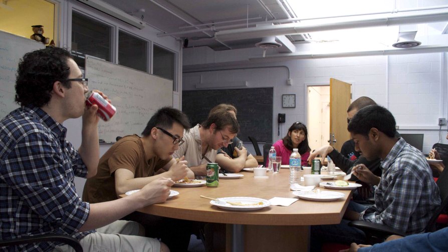 Members of the theory group having lunch together