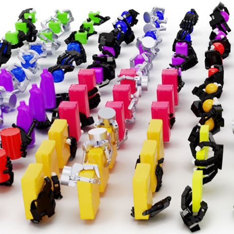 Thumbnail of various robotic hands grasping colourful shapes.