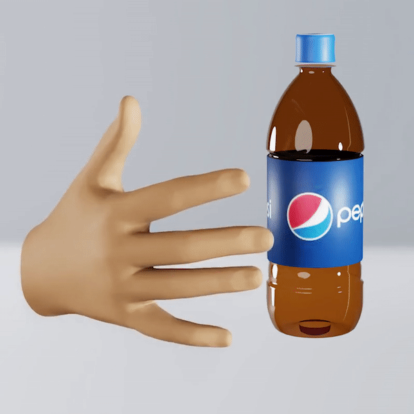 Thumbnail of a simulated hand grasping a bottle.
