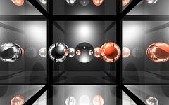  Three reflective or refractive spheres in an open reflective box. Larger resolution renderings available upon request.